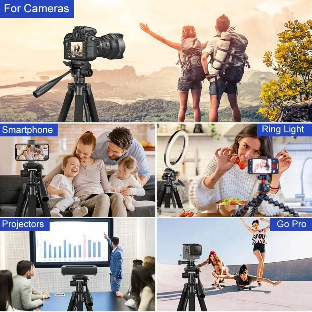 74’’ Camera Tripod with Travel Bag, Cell Phone Tripod with Wireless Remote